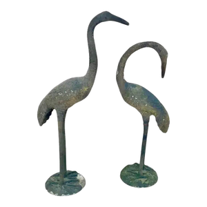 Vintage Cast Metal Cranes, a Pair