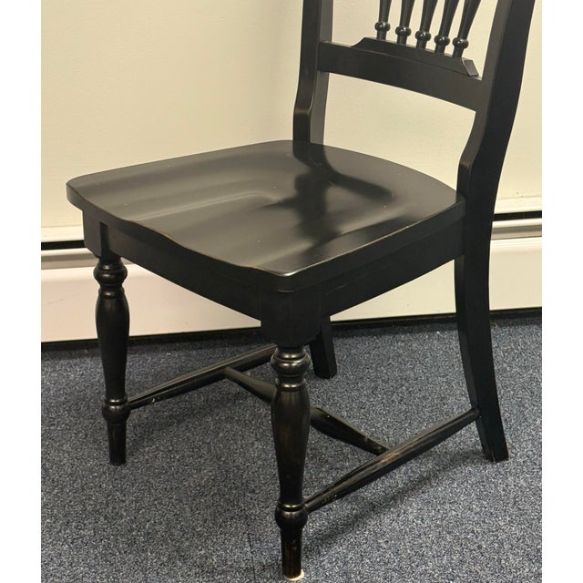 Farmhouse Style Black Painted Dining Chairs - Set of 6 For Sale - Image 11 of 11