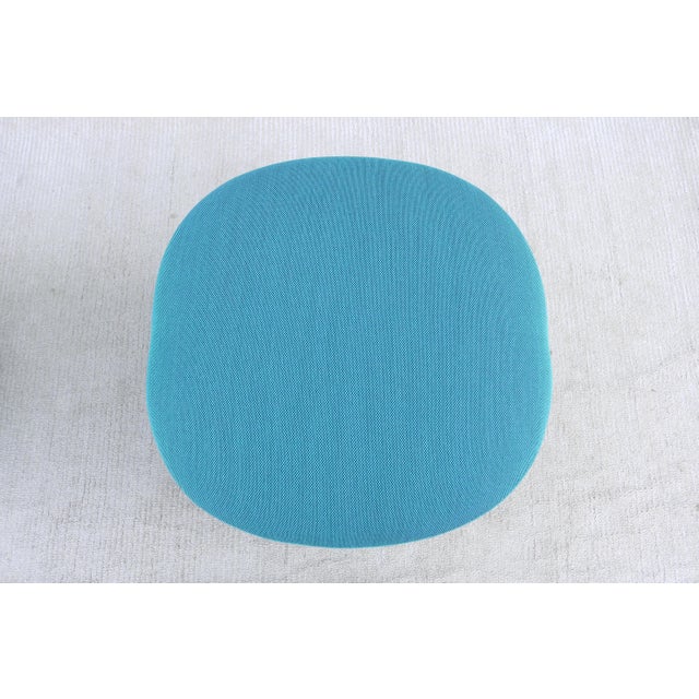 Organic Modern Andreu World Beat Ottoman in Blue Teal Fabric - A Pair For Sale - Image 13 of 18