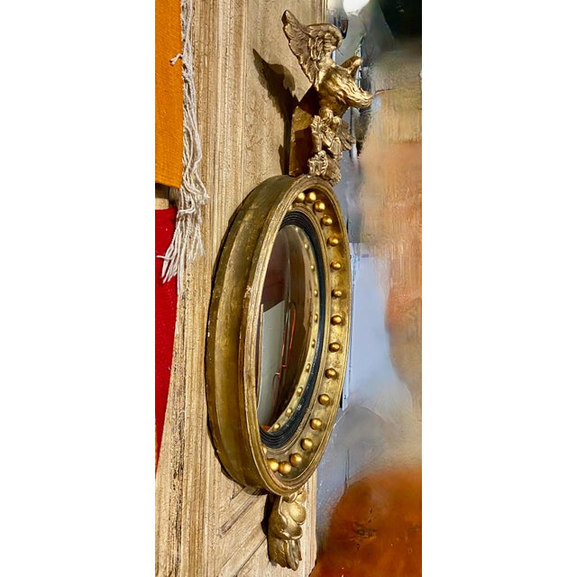 Late 18th Century Regency Period Giltwood Convex Eagle Mirror, C. 1820-1825, England 1 For Sale - Image 5 of 8
