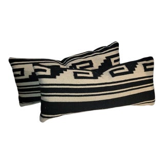 Pair of Geometric Mexican Indian Bolster Pillows For Sale