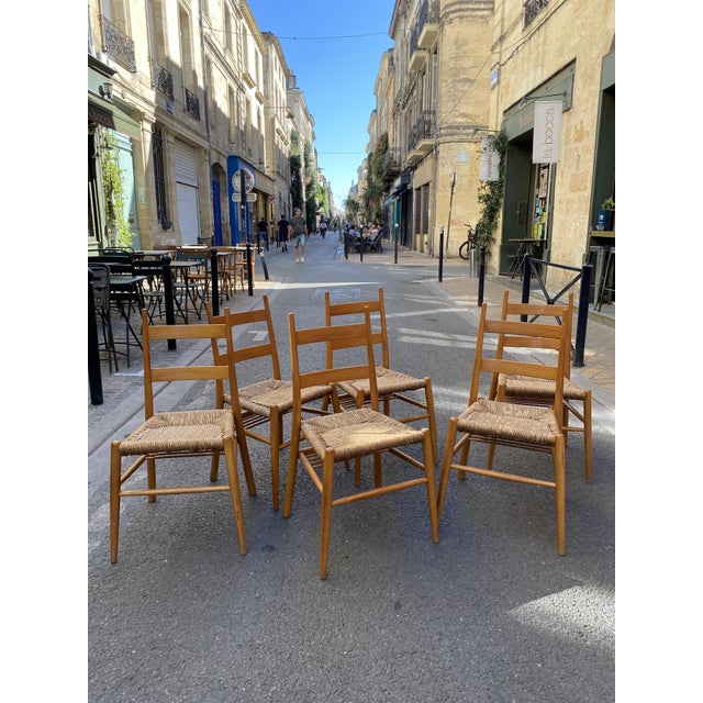 Vintage Turned Wood Chairs with Straw Seats by Yngve Ekström, 1950s, Set of 6 For Sale - Image 3 of 15
