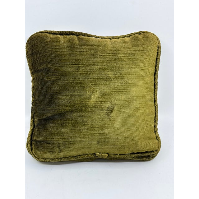 Victorian Vintage Velvet Green Victorian Tapestry Pillow For Sale - Image 3 of 8