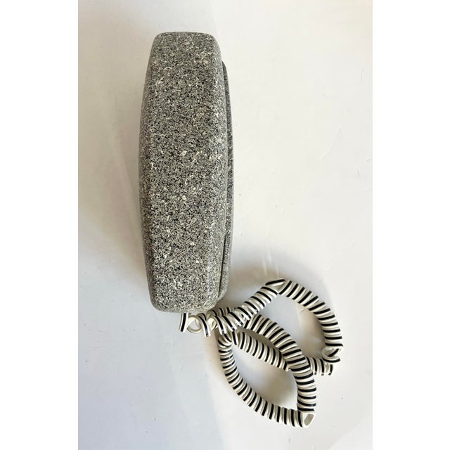 1980s Postmodern Memphis Rock Phone 2 Faux Granite Desk Telephone For Sale In Los Angeles - Image 6 of 12