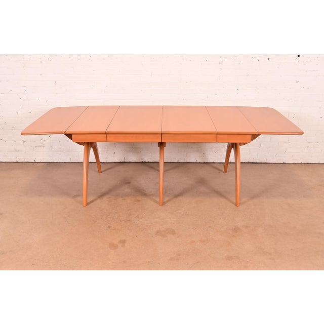 Heywood-Wakefield Heywood Wakefield Mid-Century Modern Solid Maple Wishbone Extension Dining Table, Newly Refinished For Sale - Image 4 of 15