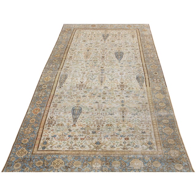 Traditional Late 19th Century Beige 19th Century Persian Malayer Gallery Wool Rug With Allover Design For Sale - Image 3 of 7