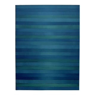 "Blue and Green Stripes" Abstract Acrylic Painting by Piotr Lazowski For Sale