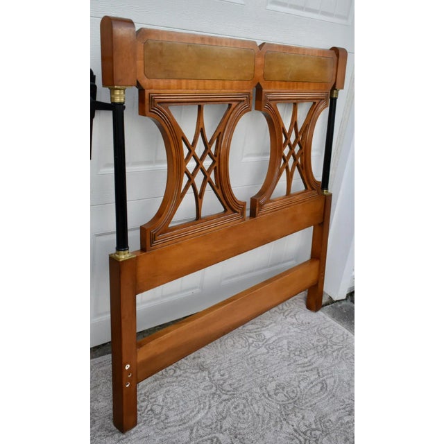 Twin Size Regency Mahogany Headboards Vintage Brass Mid Century Hollywood Bed 60s For Sale - Image 13 of 13