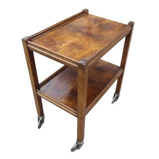 Mid-Century Walnut Bar Cart For Sale