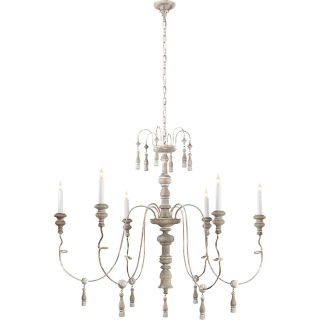 Michele Medium Chandelier in Belgian White Designer: Suzanne Kasler Canopy: 5.25" Round Mounting: Chain Shade Detail: No...