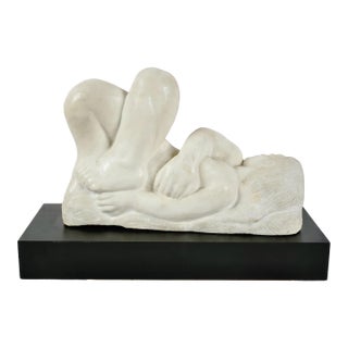 Eugene Gauss (1905 - 1988) Marble Sculpture of Reclining Nude, Dated 1978 For Sale