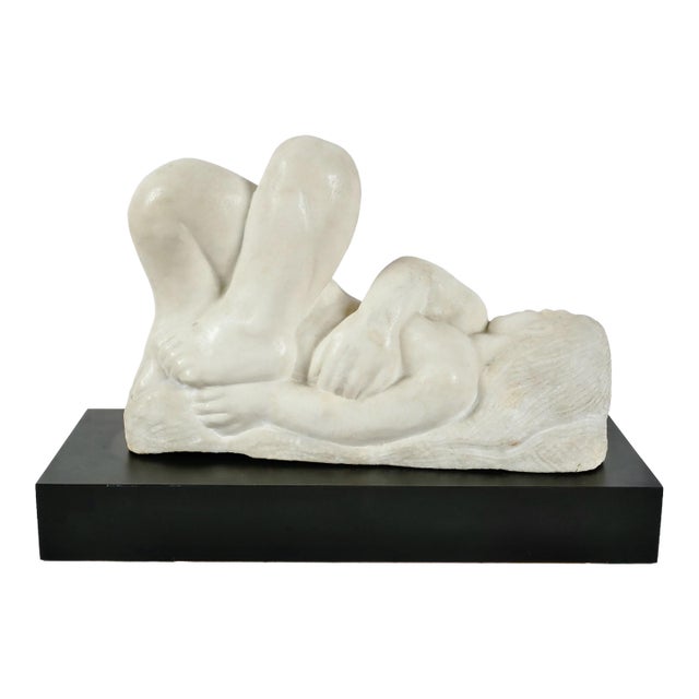 Eugene Gauss (1905 - 1988) Marble Sculpture of Reclining Nude, Dated 1978 For Sale