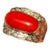Japanese Red Coral (OX Blood Coral) and Diamond Ring in 18K White Gold, Size 7.5 For Sale
