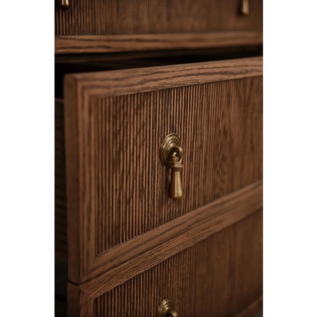 Contemporary Matthew Izzo Home Enzo Provincial Brown Oak Single Porcelain Sink Bath Vanity For Sale - Image 3 of 6
