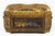 Chinoiserie Chinese Export black lacquer octagonally shaped wooden tea caddy features gilded and silver gilt designs and...