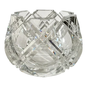 Vintage Orrefors Cut Crystal Bowl Vase, Designed by Olle Alberius