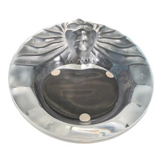 1978 Authentic Lalique France Crystal "Tête De Lion" Lion Head Dish / Ashtray – Signed For Sale