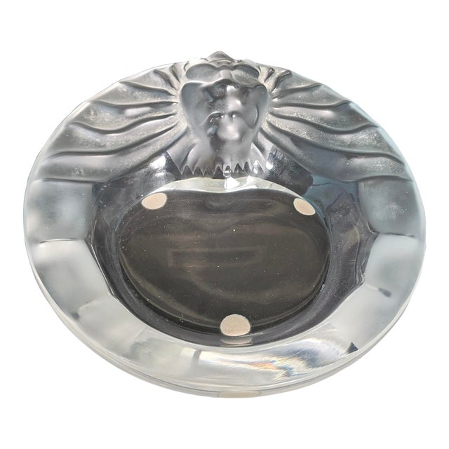 1978 Authentic Lalique France Crystal "Tête De Lion" Lion Head Dish / Ashtray – Signed For Sale