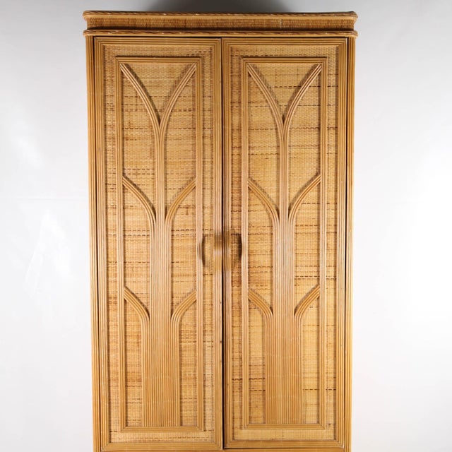 Rattan and Raffia Wardrobe, 1970s For Sale - Image 13 of 15