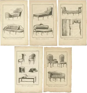 Benard, Various Furniture, 1785, Prints, Set of 5