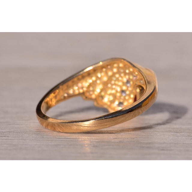 Metal The Swept Away: Natural Ruby and Diamond Ring in Yellow Gold For Sale - Image 7 of 11