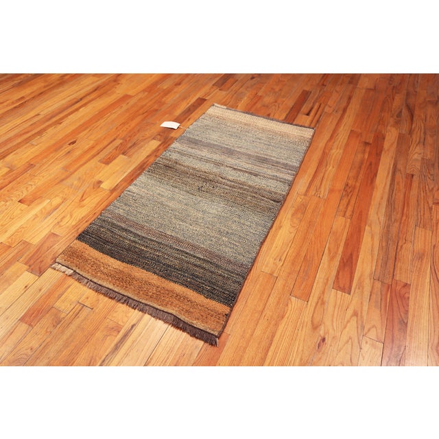 Small Vintage Persian Gray Tone Gabbeh Rug, Country of Origin: Persia, Circa Date: Vintage This Persian Gabbeh rug is...