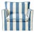 Sophie Conran Coco Armchair - Cornish Blue Wide Stripes with Knife Edge Cushion For Sale