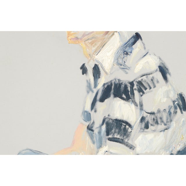 Portrait of a Young Man in Striped Shirt, Original Oil Painting, Signed 1964 by Paul Sorel For Sale - Image 4 of 6