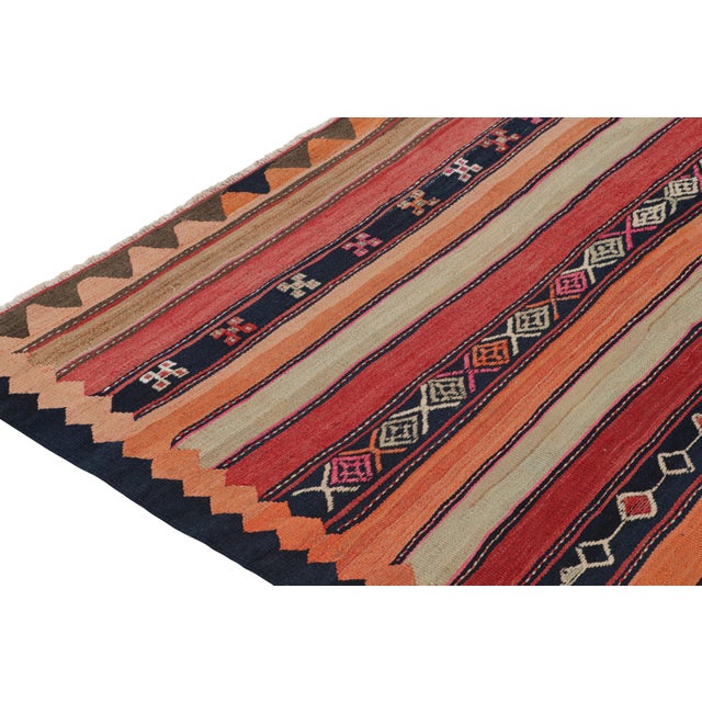 1950s Vintage Shahsavan Persian Kilim in Stripes and Geometric Patterns by Rug & Kilim For Sale - Image 5 of 7