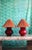 1920s Pair of Red Glass Art Deco Table Lamps With Orange Pleated Lampshades For Sale - Image 15 of 18