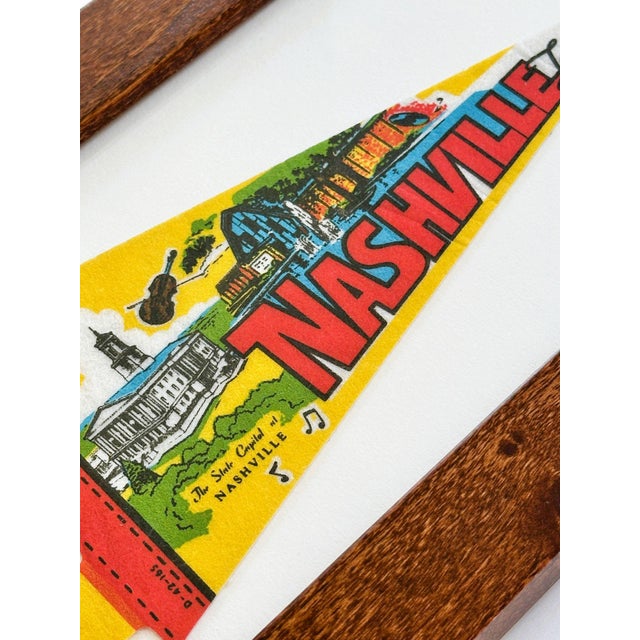 Description: Vintage Travel Pennant from 1960-1970s Nashville, Tennessee vintage pennant with bright retro colors on a...