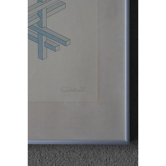 Mid-Century Modern Oscar Reutersvärd, Impossible Figures, Color Lithograph, Framed For Sale - Image 3 of 5