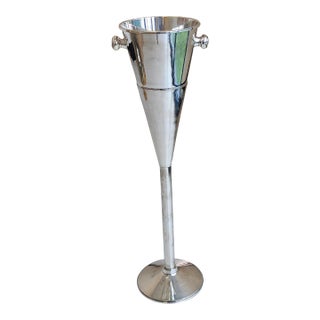 Late 20th Century Silver Plated Champagne or Wine Cooler on Stand For Sale