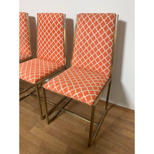 Set of six high back brass framed dining chairs circa 1960s. These are unmarked, but made of high quality solid brass, in...