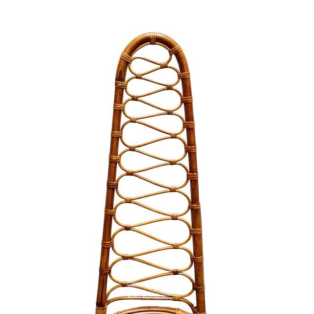 French Riviera Rattan and Bamboo Side Chair, France, 1960s For Sale - Image 6 of 8