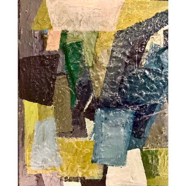 Original Oil Cubist Abstract on Canvas in Antique Frame For Sale - Image 4 of 8