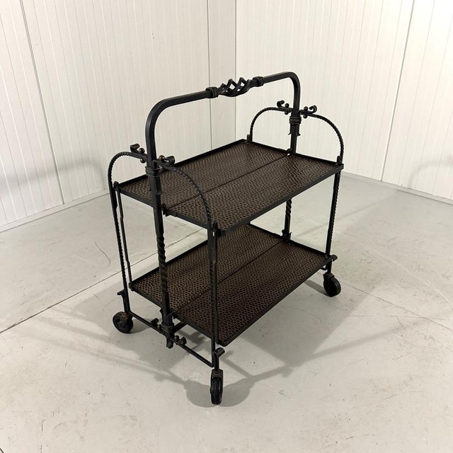 Brutalist Wrought Iron Folding Serving Trolley, 1950s For Sale - Image 11 of 15