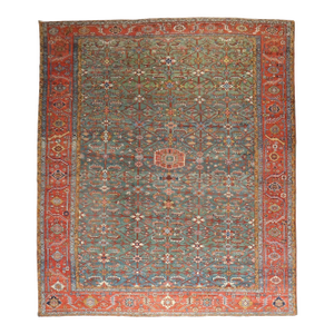 Zabihi Collection Breathtaking Emerald Green Oversize Persian Antique Heriz Rug