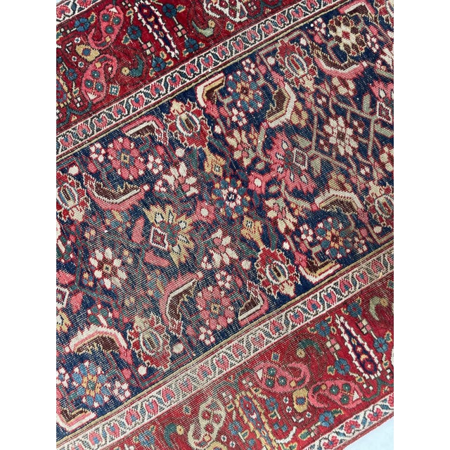 1920's Antique Halvai Bidjar Boteh Border With Lime Green Runner Rug 3.6 X 17.7 For Sale - Image 9 of 12