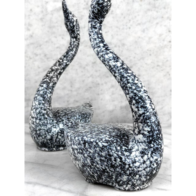 Mid-Century California Pottery Black & White Swan Sculpture - a Pair For Sale - Image 6 of 8