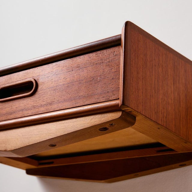 Wall Mounted Teak and Beech Bedside Cabinet, Set of 2 For Sale - Image 9 of 18