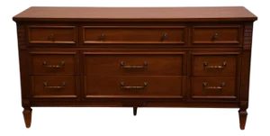 Dixie Furniture Solid Pecan Italian Neoclassical Tuscan Style 64" Triple Dresser 263