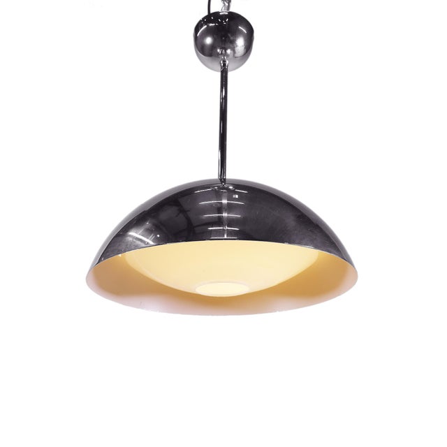 1970s German Space Age Chrome and Glass Pendant Lamp from Glashütte Limburg, 1970s For Sale - Image 5 of 5