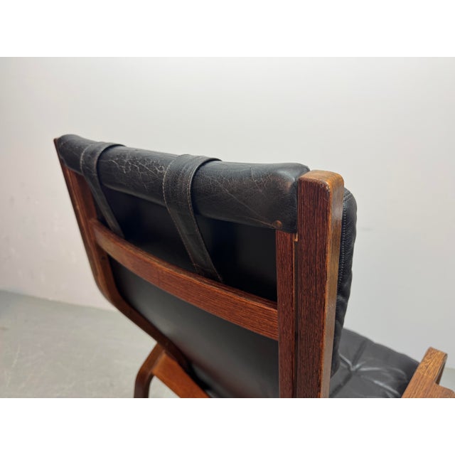 Mid-Century Lamino Black Leather Lounge Chair Model P583 by Yngve Ekström for Swedese, Sweden 1960s For Sale - Image 6 of 10