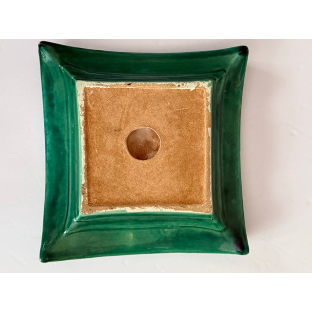 Vintage Green Asian Relief Ashtray Catchall For Sale - Image 4 of 12