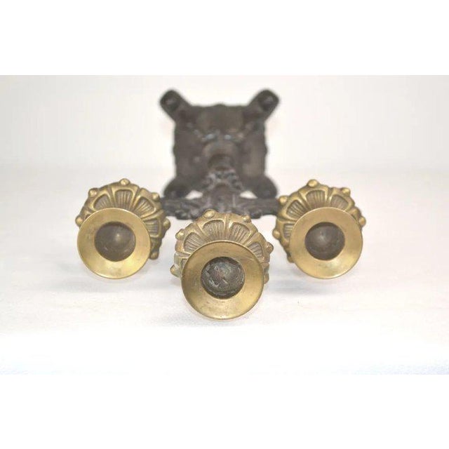 Metal Blackened Brass Candlesticks - A Pair For Sale - Image 7 of 8