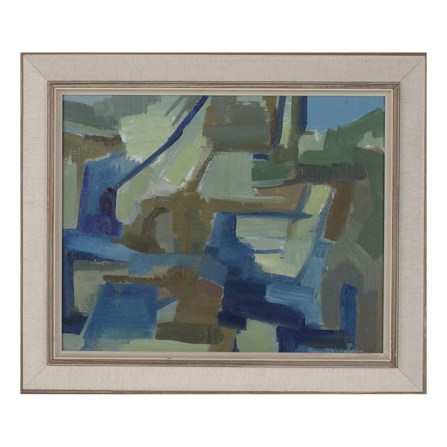 Lennart Kindgren, Blue and Green, 1960s, Oil on Canvas For Sale