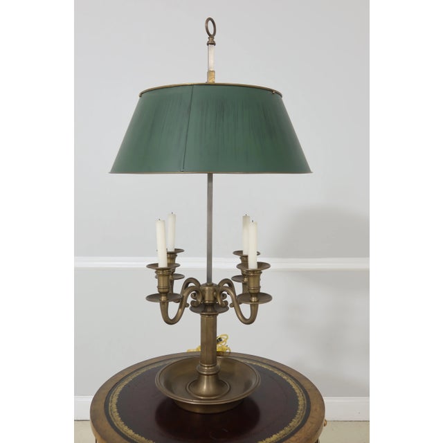 Brass 4 Arm Candelabra Lamp W. Toleware Shade For Sale - Image 10 of 10