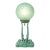 Art Deco Frankarts #L220 Turquoise Figurative Green Craqueleur Glass Table Lamp For Sale