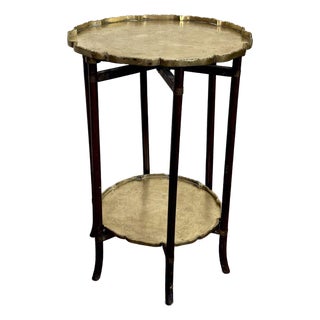 Mid-Century Chinese Engraved Brass Tray Table For Sale